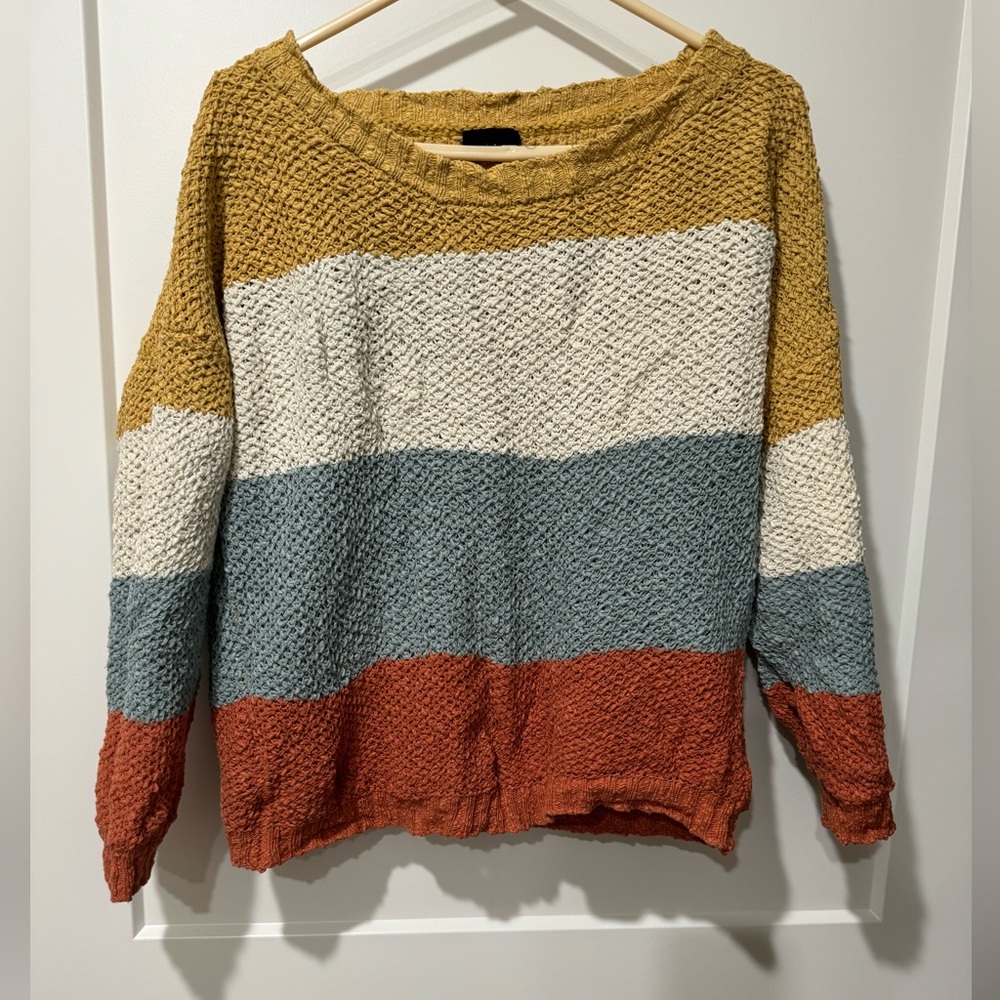 Colorful Boat Neck Striped Women's Sweater